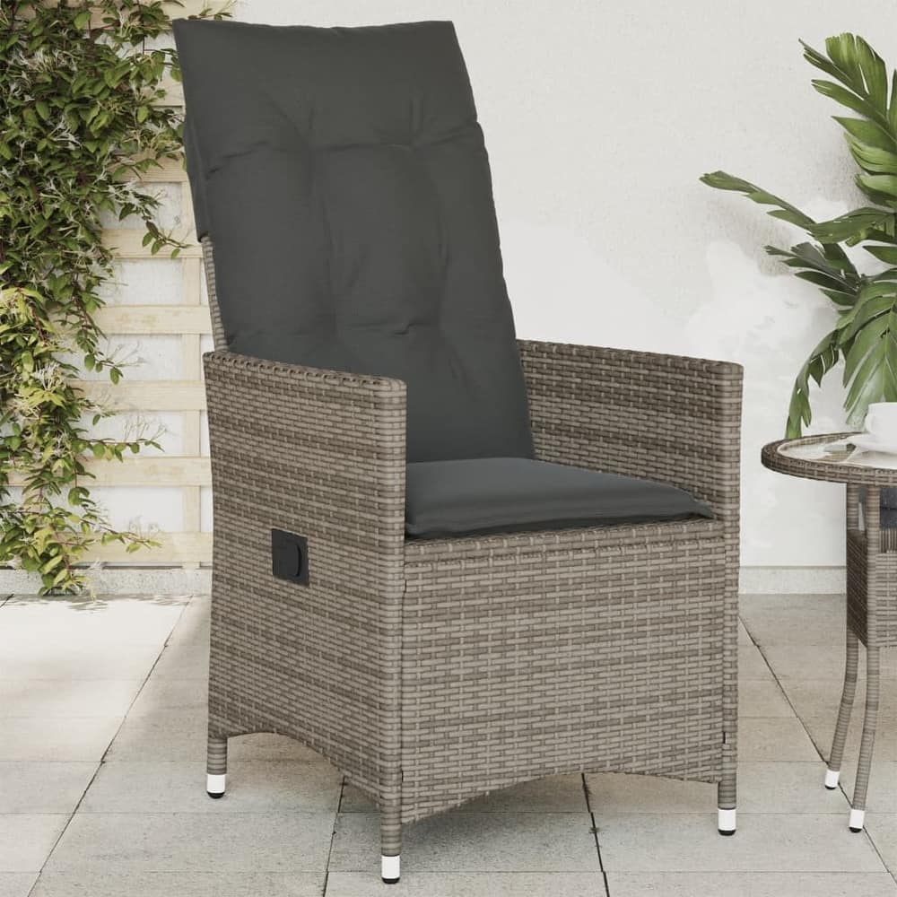 vidaXL Reclining Patio Chairs with Cushions Armchair Outdoor Seating Poly Rattan - 23.2 x 22.0 x 36.2