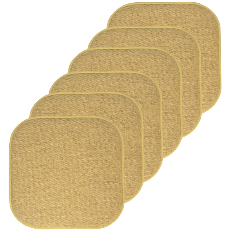 Sweet Home Collection Alexis Memory Foam No Slip Back Chair Pad Cushion 16" x 16" - Set of 6 - Gold
