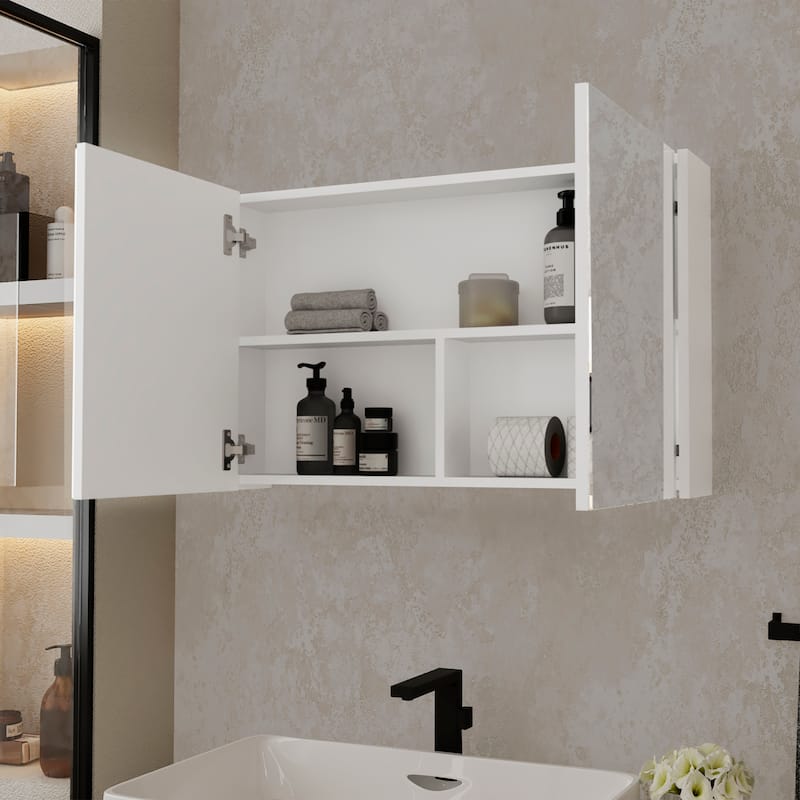 Mansfield Medicine Cabinet with Mirrored Doors, Spacious Shelves for Bathroom Storage,Compact and Functional Design