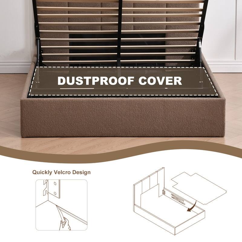 Modern Upholstered Lift-Up Storage Platform Bed with Headboard