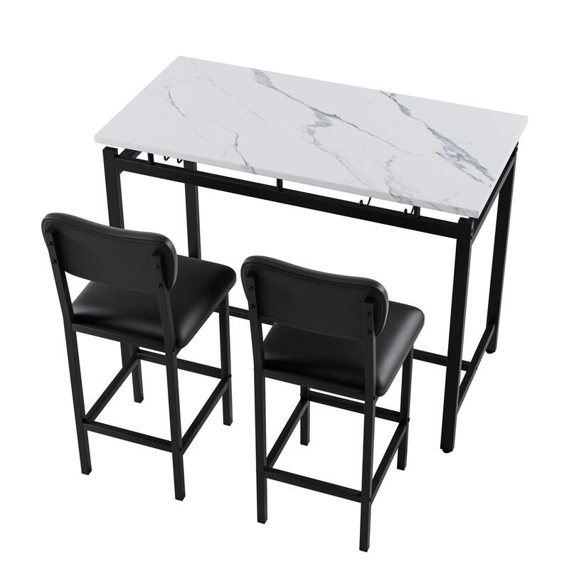 Bar Dining Table Set with 2 Upholstered Chairs,Kitchen Table Set,