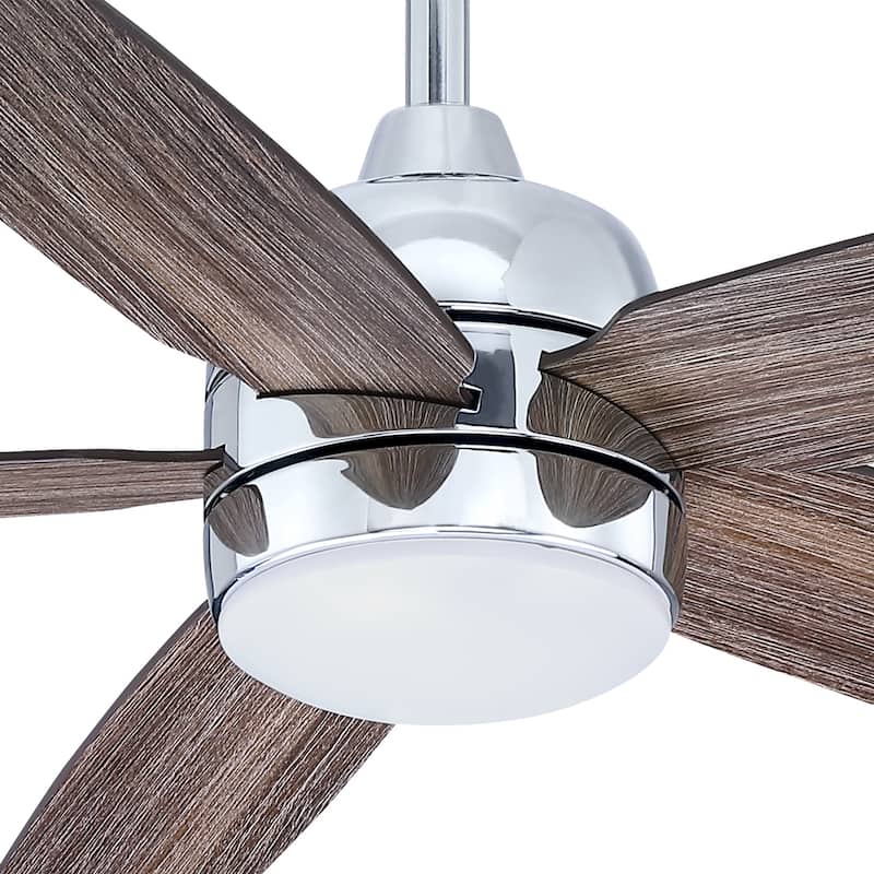 52" Classic Wooden 5-Blade Chrome Ceiling Fan with Light