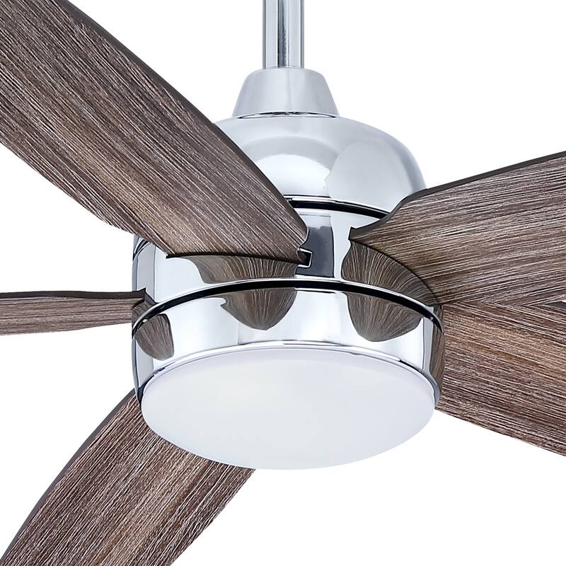 52-inch Chrome Modern Timer LED Ceiling Fan with Light and Remote Control