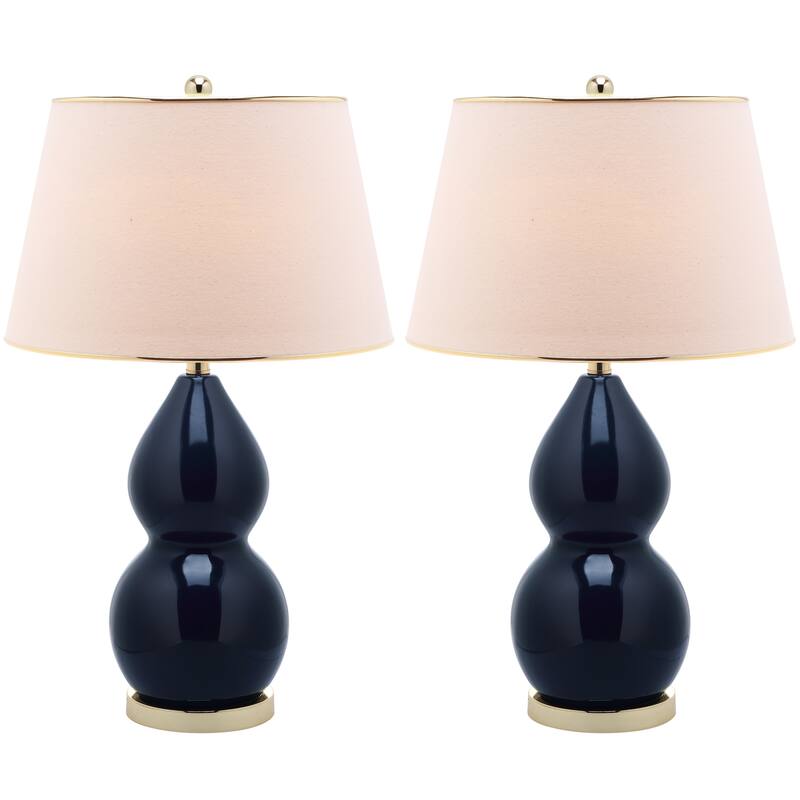 SAFAVIEH Lighting 26-inch Zoey Double Gourd Navy Table Lamp (Set of 2) - 16"x16"x26.5"