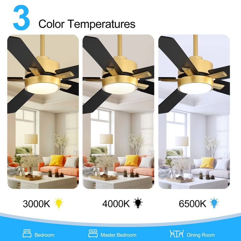 52-IN LED Ceiling Fan with Light Kit and Remote- 5 Blade