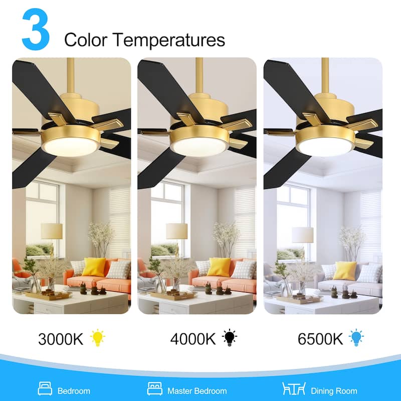 52 inch 5 Blade LED Ceiling Fan with Remote and Light Kit