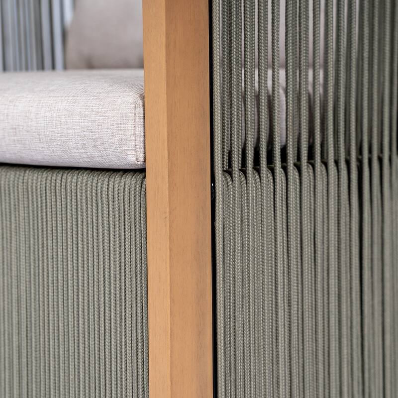 Christopher Knight Home - Maris 5-Piece Outdoor Acacia Wood Swivel Dining Set with 70.75" Rectangular Slat Table and Cushions