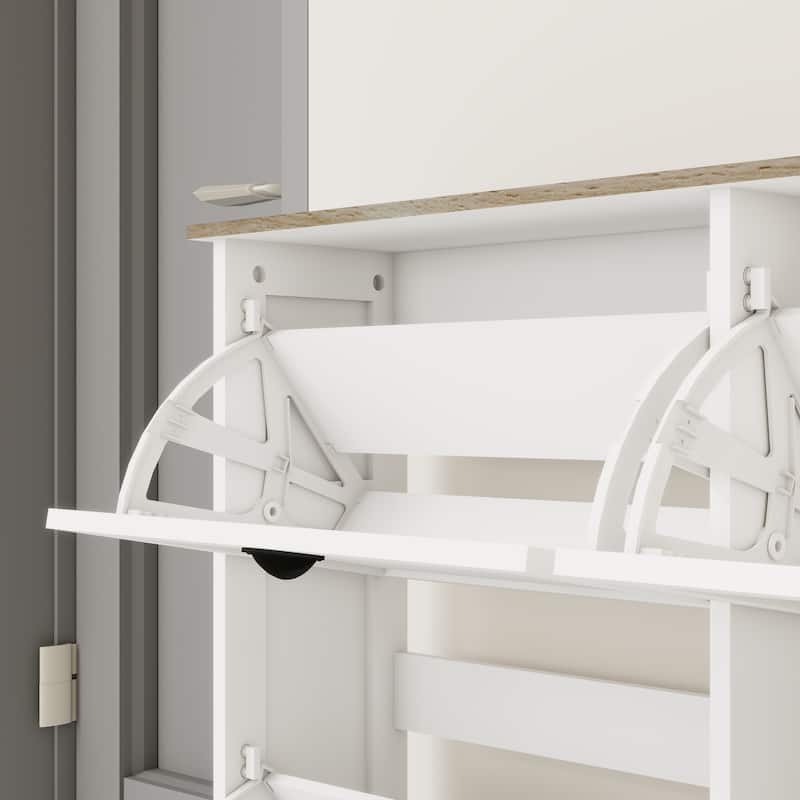 Shoe Storage Cabinet with 4 Flip Drawers, Freestanding Shoe Cabinet Organizer with Adjustable Shelf