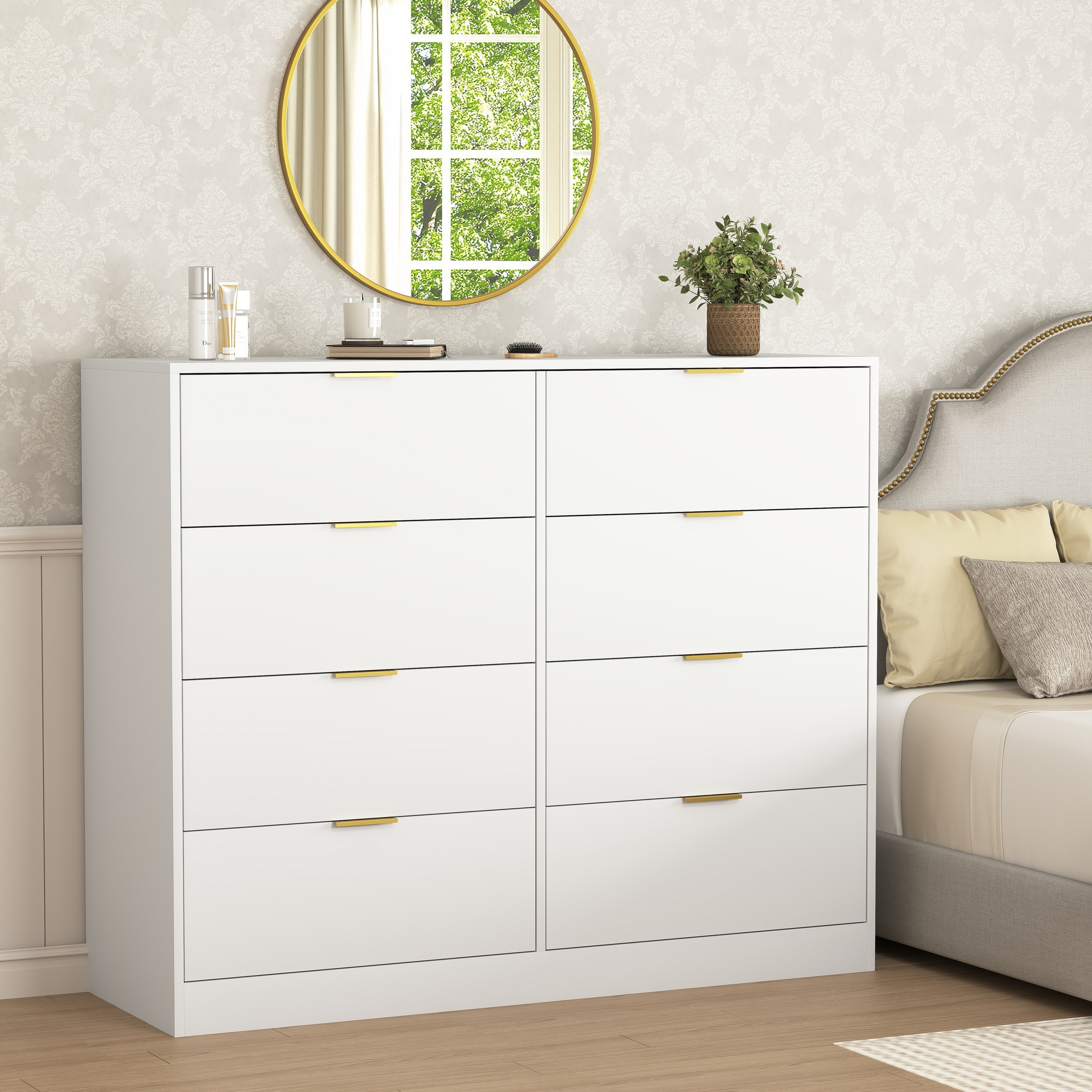 8 Drawers Dresser for Bedroom Wood Dresser Modern Drawer Chest 8 Chest of Drawer Tall Dresser for Closet