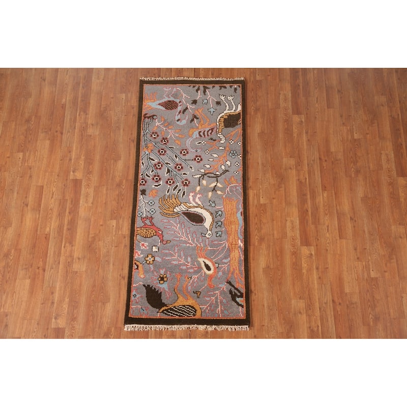 Animal Pictorial Ziegler Accent Rug Handmade Wool Carpet - 2'6"x 5'10"