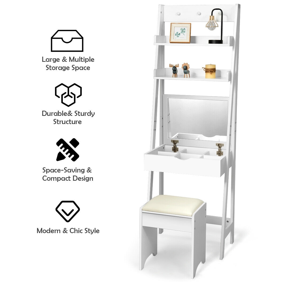 Shop Gymax Vanity Set Makeup Dressing Table W Flip Top Mirror