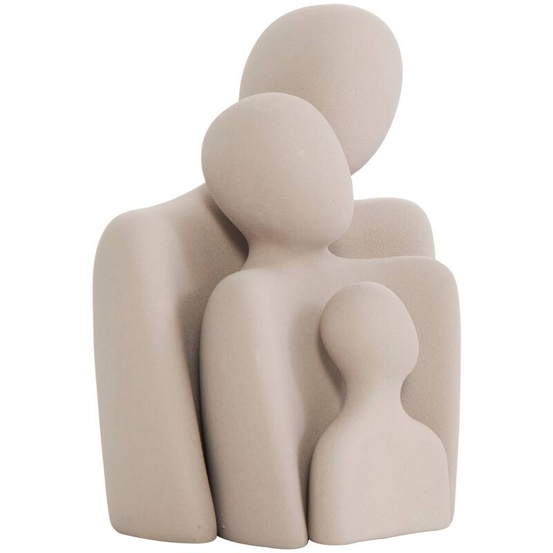 Cream Ceramic Nesting Family People Decorative Sculpture (Set of 3)