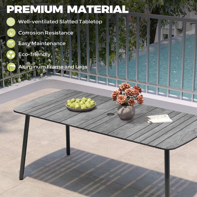 VredHom Outdoor Rectangular Aluminum Dining Table