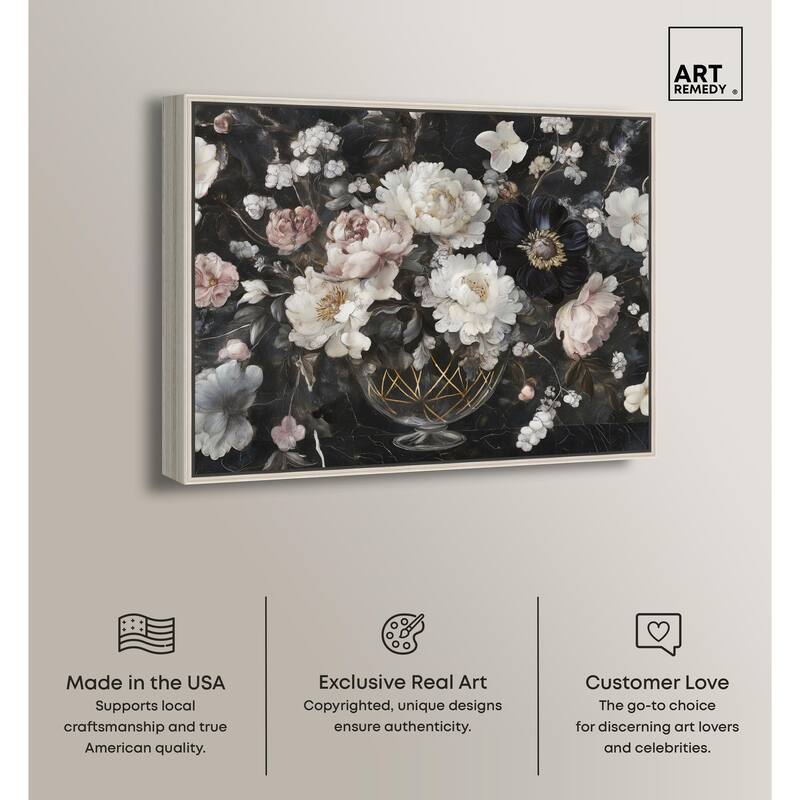 Peonies in Glass Vase Canvas by Art Remedy