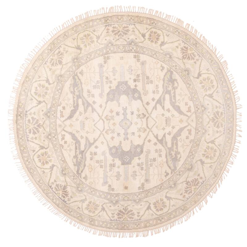 ECARPETGALLERY Hand-knotted Royal Oushak Cream Wool Rug - 7'10 x 7'10