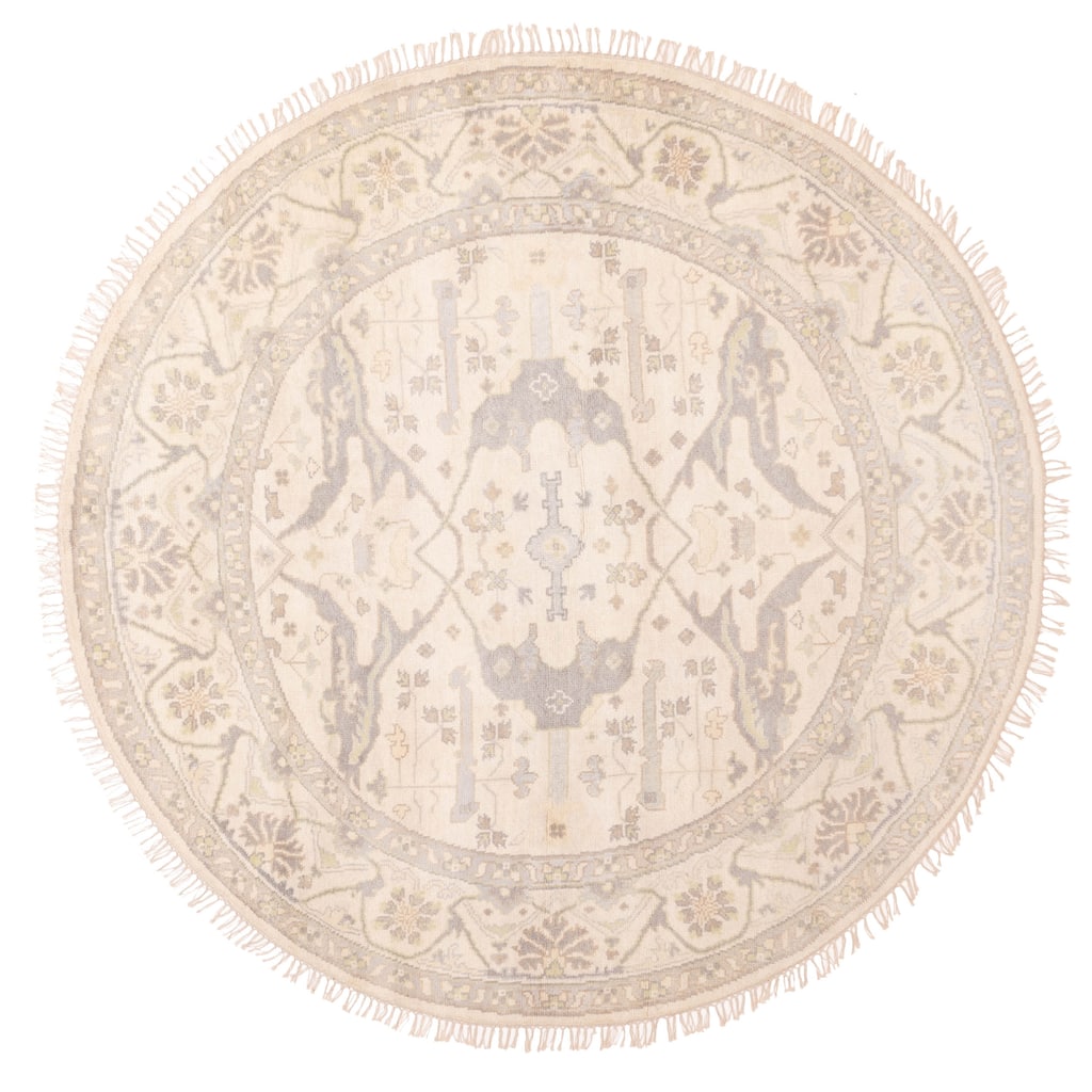 ECARPETGALLERY Hand-knotted Royal Oushak Cream Wool Rug - 7'10 x 7'10