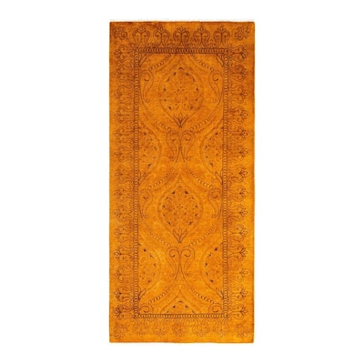 Contemporary Overdyed Wool Hand Knotted Area Rug - 2' 7" x 5' 9"