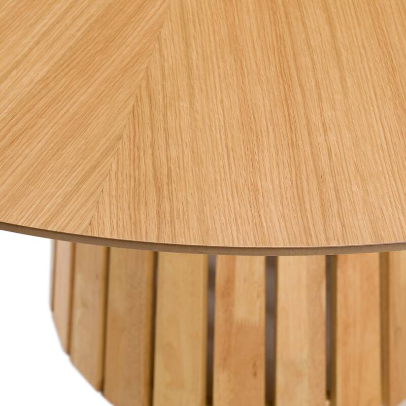 Modrest Weiss Mid-Century Modern Natural Oak Round Dining Table