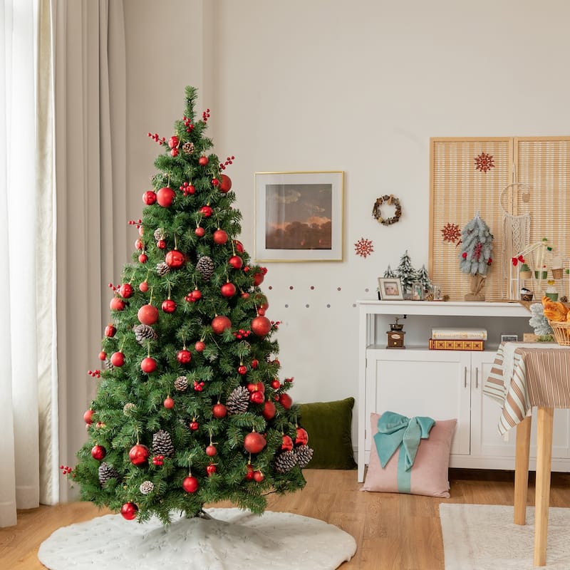 Gymax 5/6/7 FT Pre-lit Artificial Christmas Tree Hinged Xmas Tree - See Details