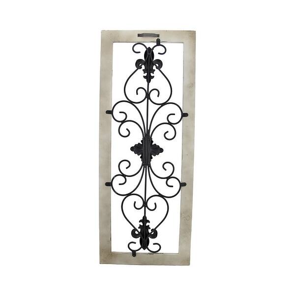 Shop Distressed Wooden Tan Frame Wrought Iron Fleur De Lis Wall