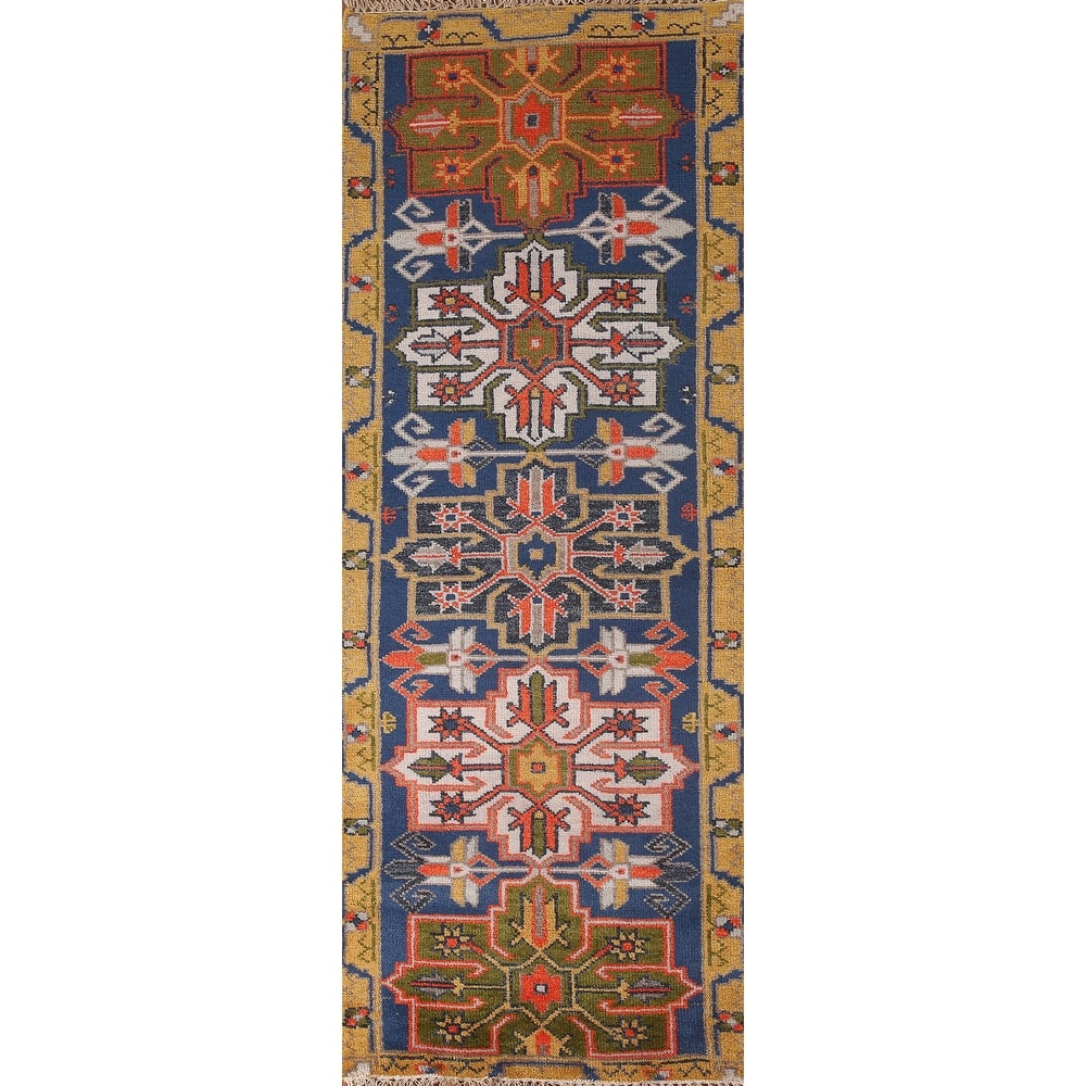 Blue Heriz Serapi Oriental Runner Rug Wool Carpet - 2'7" x 7'10"