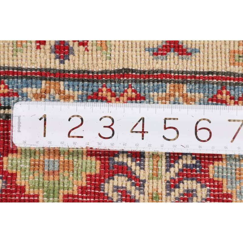 Kazak Accent Rug Hand-Knotted Oriental Beige / Ivory Wool Carpet - 2'9" x 3'10"