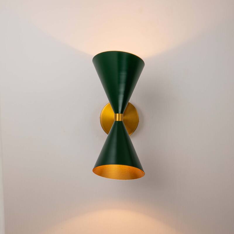 2-Light Modern Adjustable Head Cone Vanity Light Up&Down Dual Horn Hourglass Wall Sconce