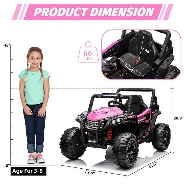 dimension image slide 1 of 2, 12V Kids Ride On Utv Truck Car w/Parent Remote Control