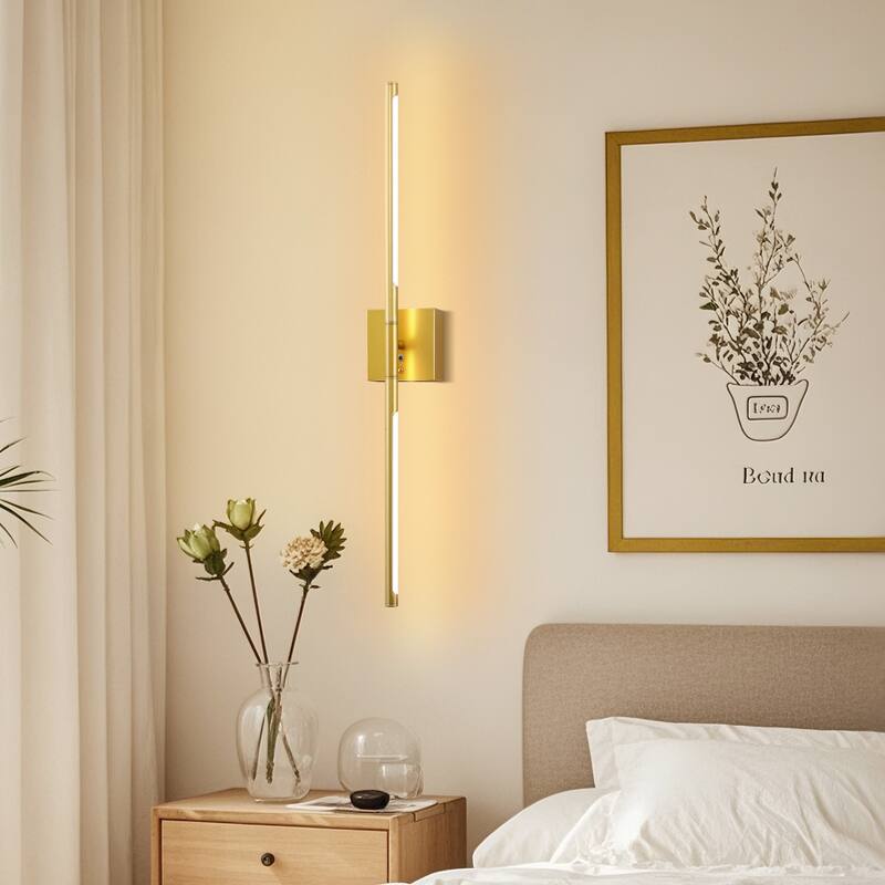 YANSUN 2pack Rechargeable Wall-Mounted LED Lamp - Gold Tube, IR Remote