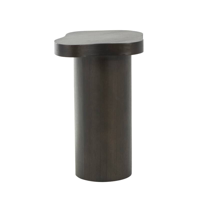 Black or Brown Wood Pedestal Side End Accent Table with Rounded Square Top