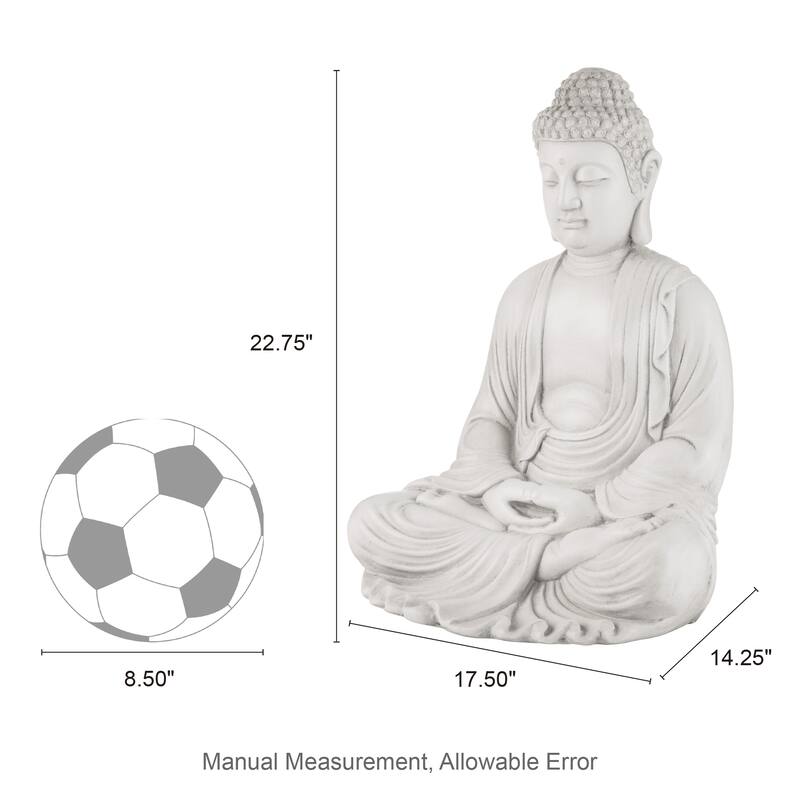 Glitzhome Zen-Style MgO Meditating Garden Buddha Statues Monk Sculpture Indoor Outdoor
