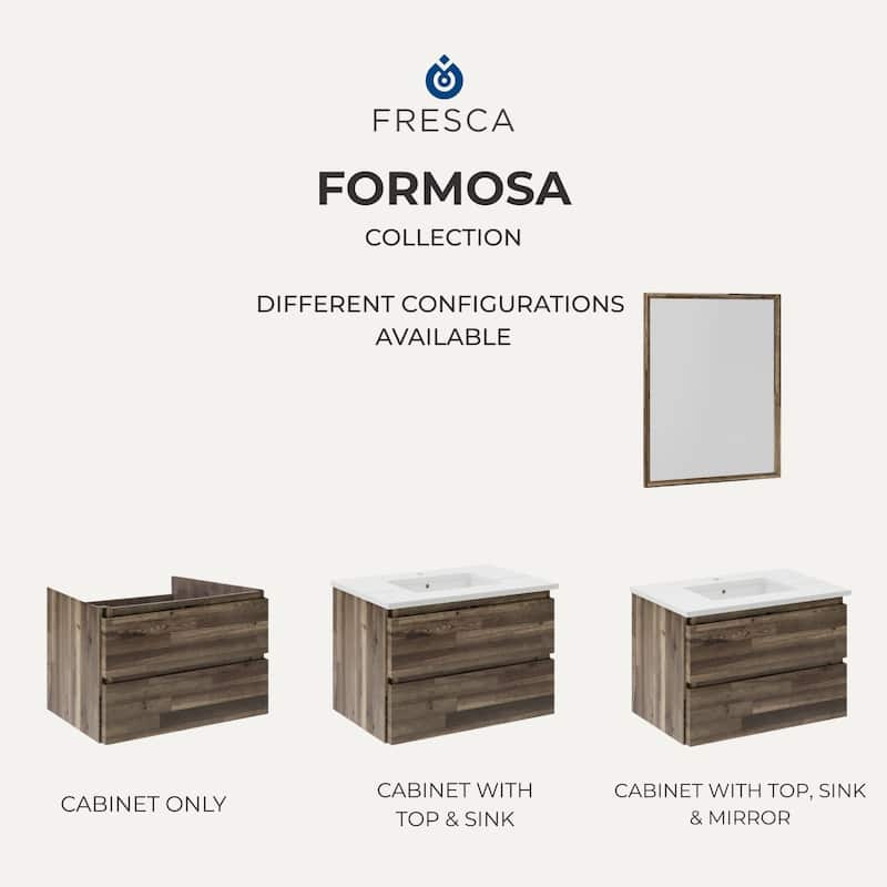 Fresca FCB3124-CWH-U Formosa 24" Wall Mounted Single Basin Vanity Set