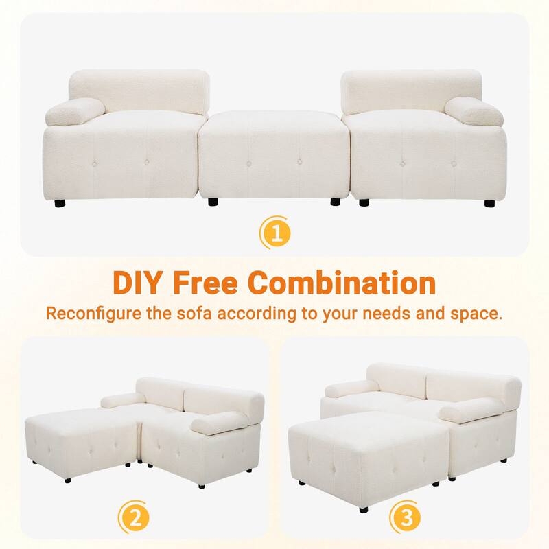 91.3 in. Purely Handmade Modern DIY 3-Piece Modular Sectional Sofa Set