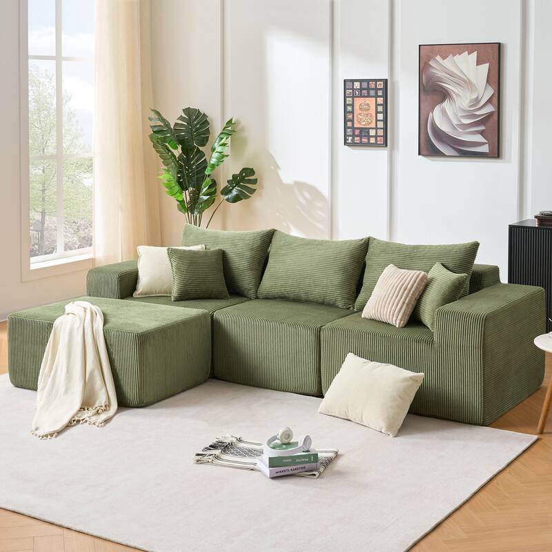 GDFStudio - 4-Piece Modular L-Shaped 100" Sectional Sofa with Chaise Lounge