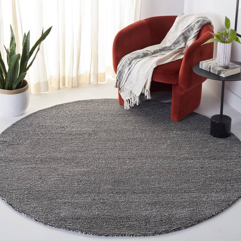 SAFAVIEH Handmade Metro Bara Wool Rug - 6' Round - Black/Ivory