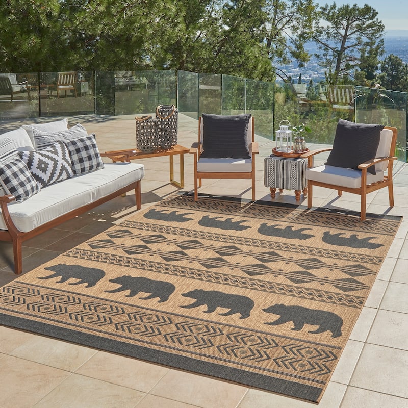 Gertmenian Paseo Orin Chestnut Brown Rustic Tribal Bear Indoor/ Outdoor Area Rug