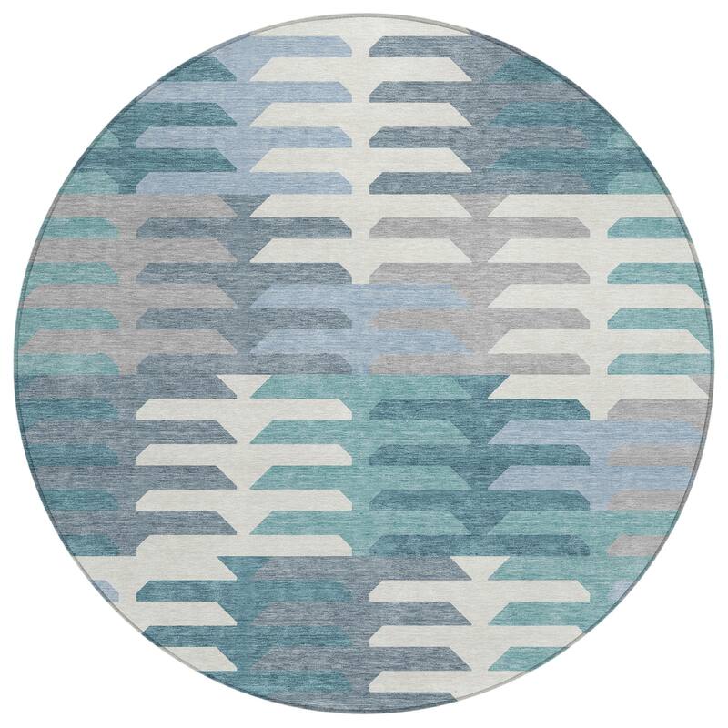 Machine Washable Indoor/ Outdoor Modern Stacks Chantille Rug