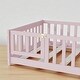 preview thumbnail 10 of 33, Twin Size Floor Bed with Fence and Door, Rubber Wood Frame with Safety Guardrails