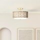 preview thumbnail 1 of 5, Hunter Laila 2-Light Flush Mount Ceiling Light - Open Weave Rattan - Transitional Luxe Gold