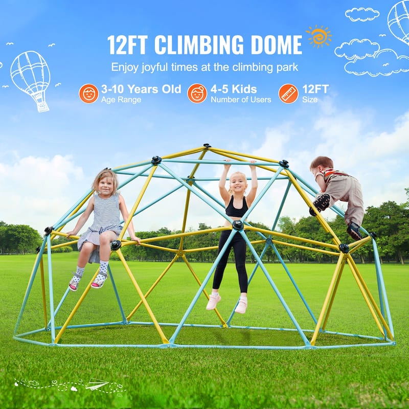 Climbing Dome,Jungle Gym Supports 750LBS and Easy Assembly, 12FT Geometric Dome Climber Play Center for Kids 3 to 10 Years Old