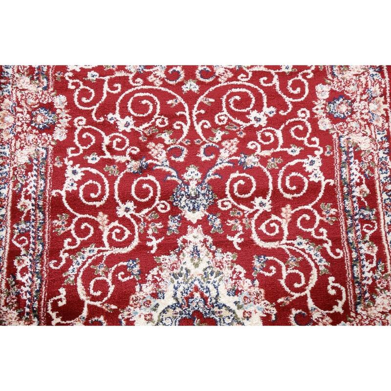 Red Floral Medallion Transitional Turkish Rug Oriental Carpet