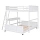 preview thumbnail 4 of 7, White Space-Saving Twin Over Full Bunk Bed with Desk and Drawers - Solid Pine, /