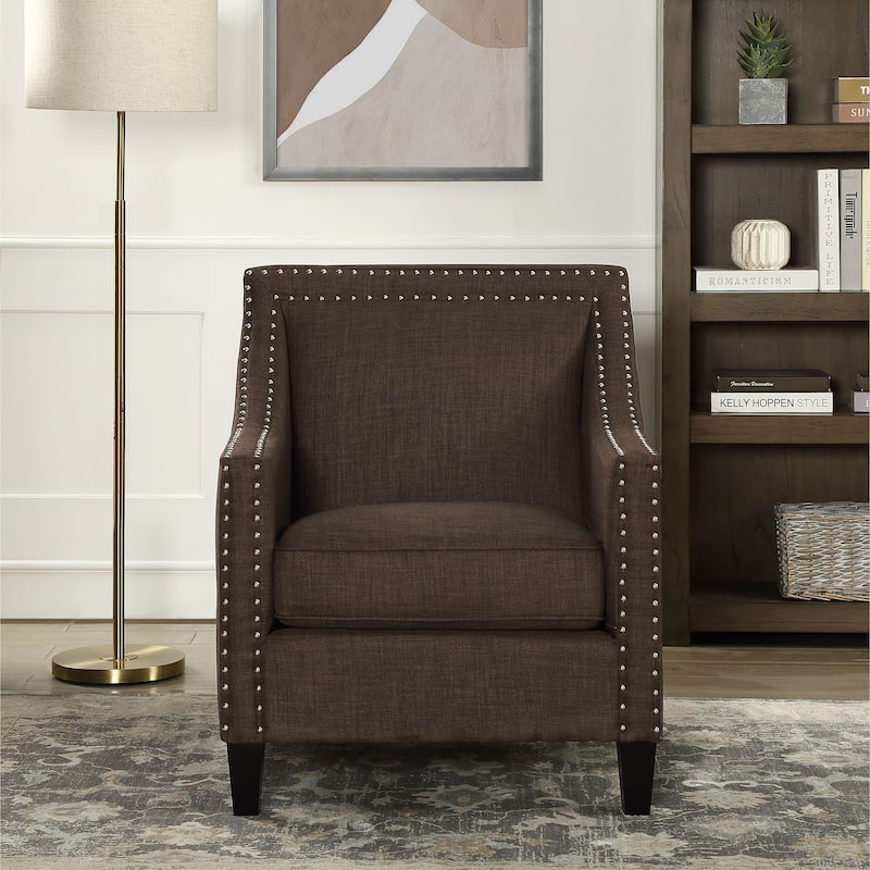 Erica Accent Armchair with Chrome Nailhead Trim - Heirloom Chocolate