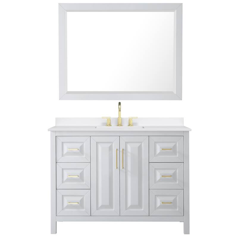 Daria 48-inch Single Vanity, 3 Hole Quartz Top, 46-inch Mirror