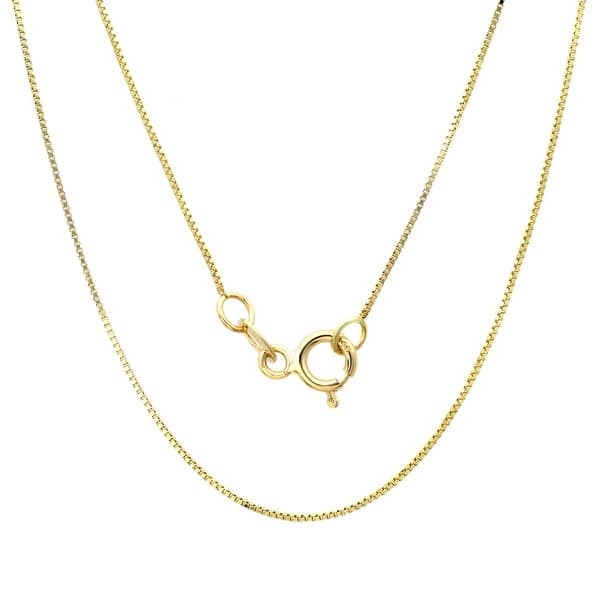 slide 1 of 3, 14k Yellow Gold .50 mm Box Chain Necklace By Roberto Martinez