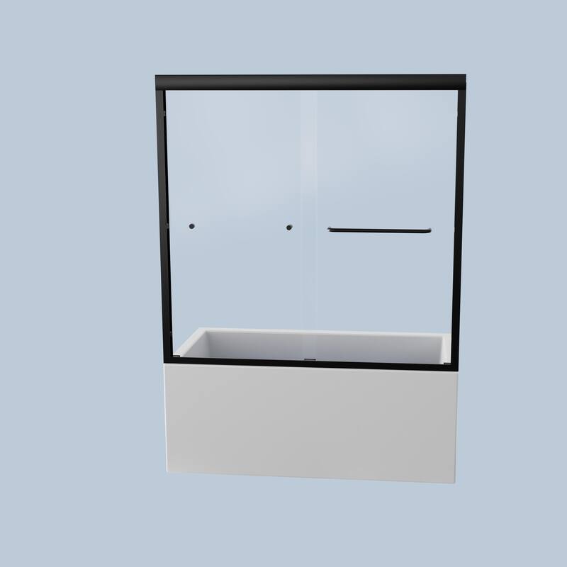 Anmytek Semi-Frameless Double Sliding Bathtub Door - 1/4" SGCC Tempered Glass, 56"-60"W x 58"H