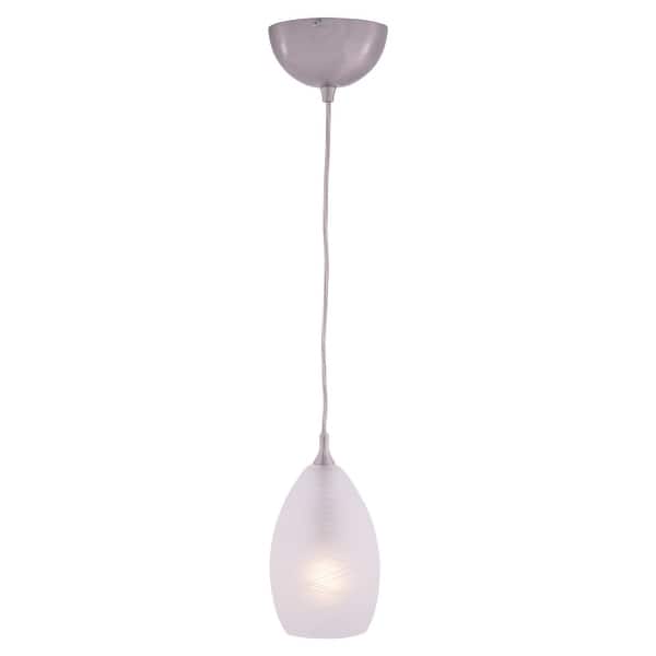 slide 2 of 9, Milano Satin Nickel Mini Pendant Ceiling Light White Glass - 4.5-in W x 8.25-in H x 4.5-in D Satin Nickel - 4.5-in W x 8.25-in H x 4.5-in D
