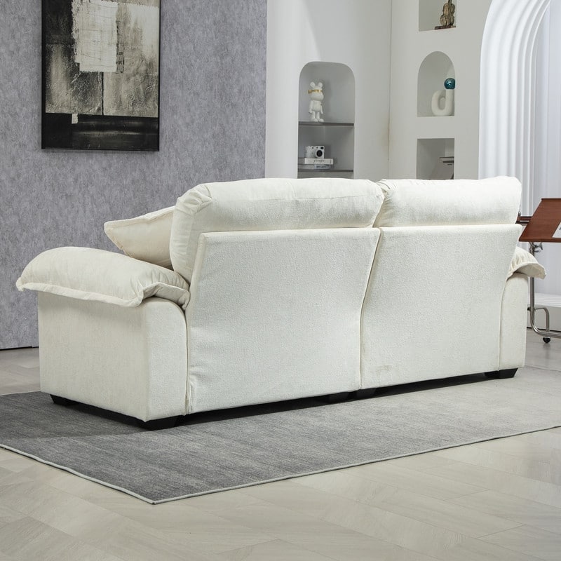 84" Chenille Loveseat Sofa with Memory Foam&Pocket Springs, Deep Seat Couch with 2 Throw Pillows