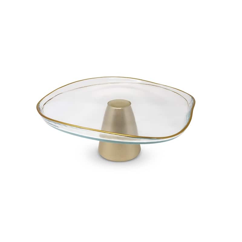 Organic Shaped Footed Cake Plate with Gold