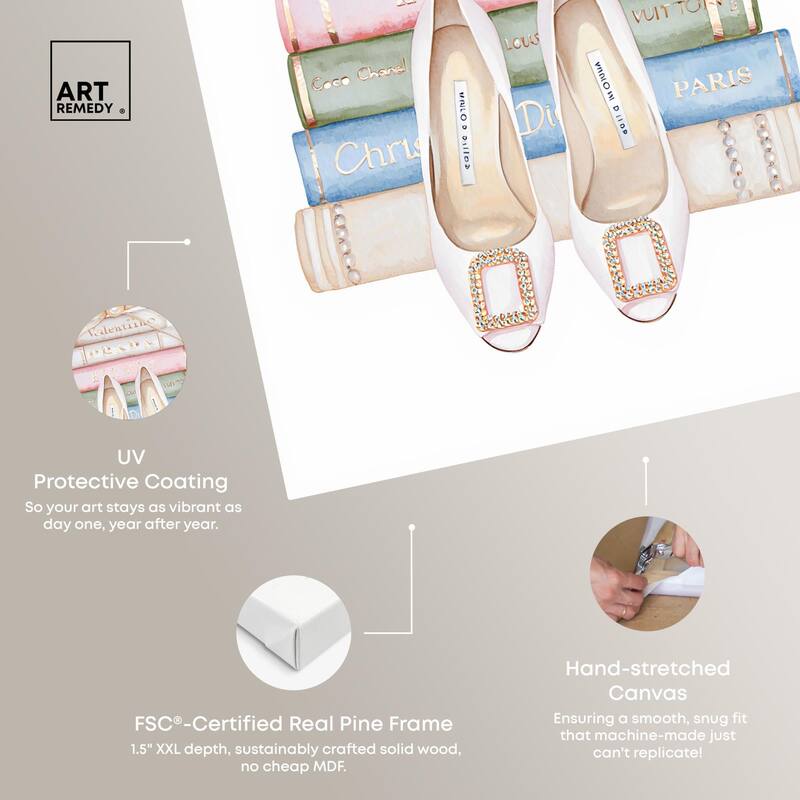 Bow And Buckles Canvas by Art Remedy, Gallery Wrapped